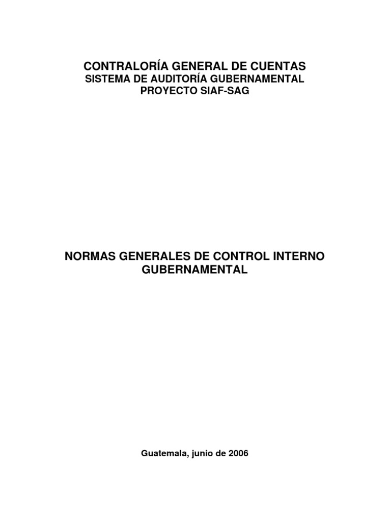 Normas de Control Interno Contraloría General de Cuentas | PDF ...