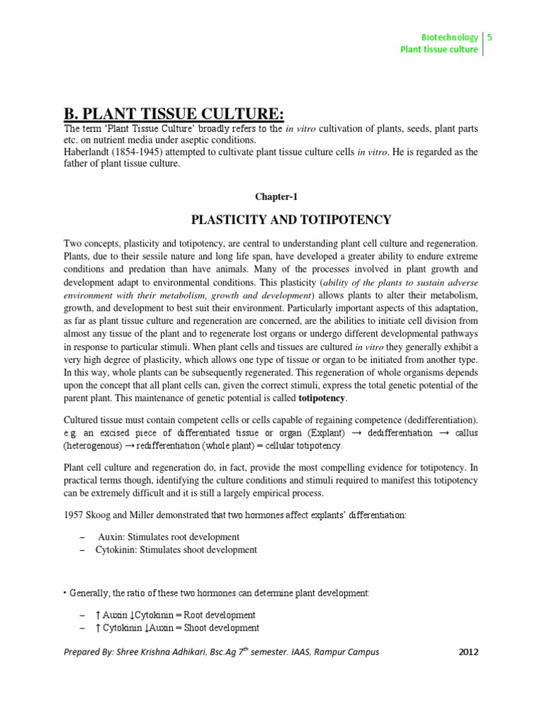 Plant Tissue Culture Techniques Overview | PDF | Plant Hormone ...