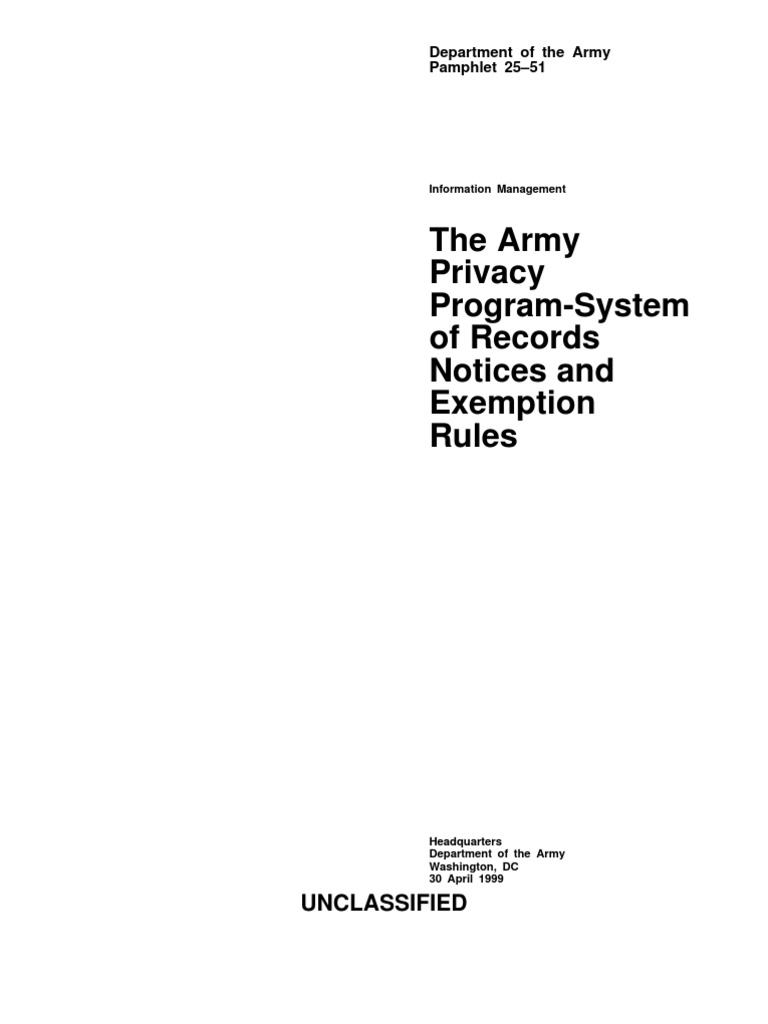 Army Privacy Program Overview | PDF | United States Department Of ...