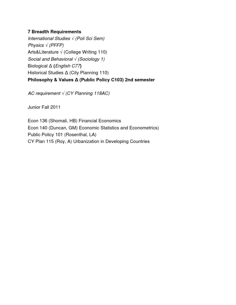 Breadth Requirements for International Studies | PDF | Games ...