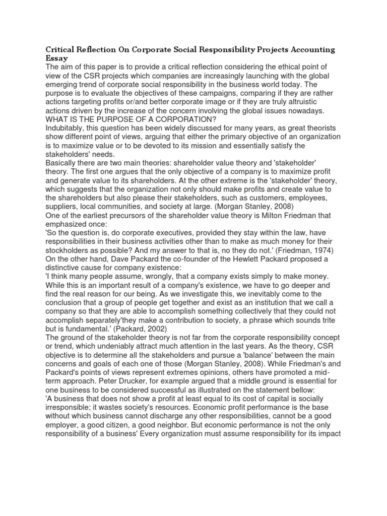 responsibility reflection essay