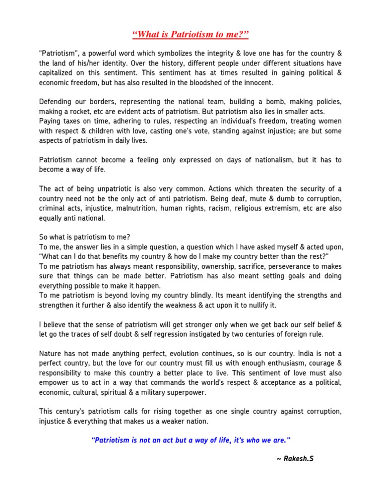 What Is Patriotism Essay? - Topics, Examples and Definitions
