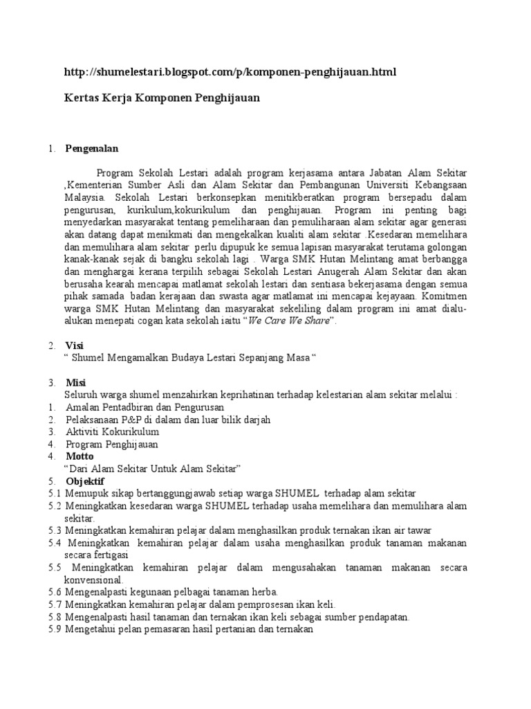 Kertas Kerja Komponen Penghijauan Pdf