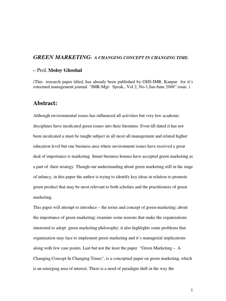 Published marketing research paper