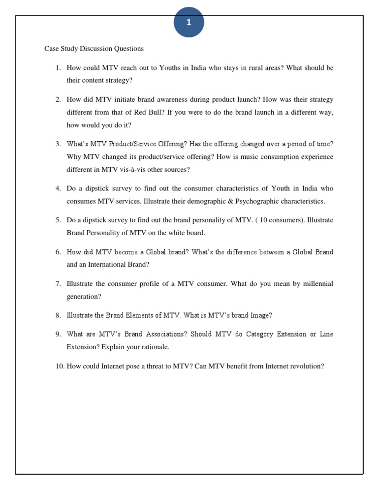 MTV Case Study Discussion Questions PDF