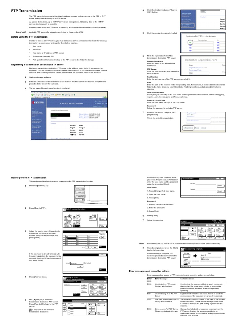 FTP Transmission Setup Guide | PDF | File Transfer Protocol | Image Scanner