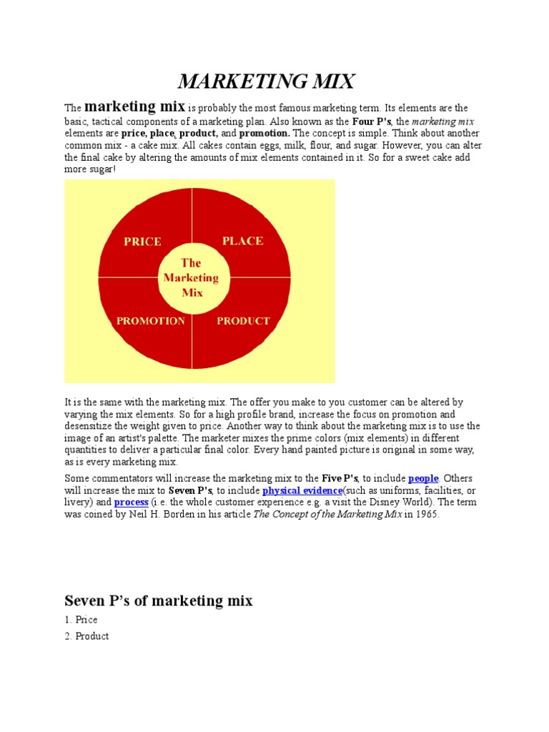 Marketing Mix | PDF | Pricing | Sales