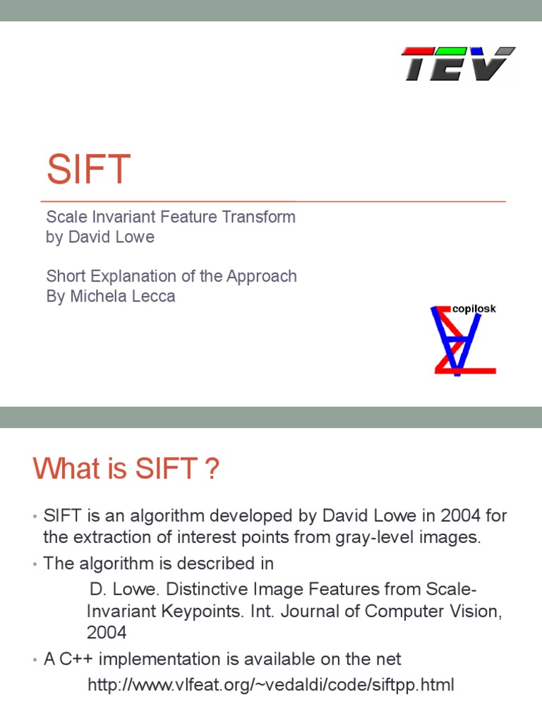 Overview of SIFT Algorithm by Lowe | PDF