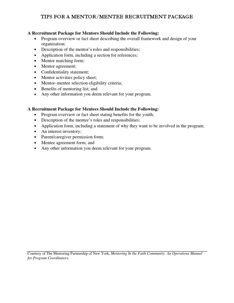 Mentor-Mentee Recruitment Package Guide | PDF | Career & Growth