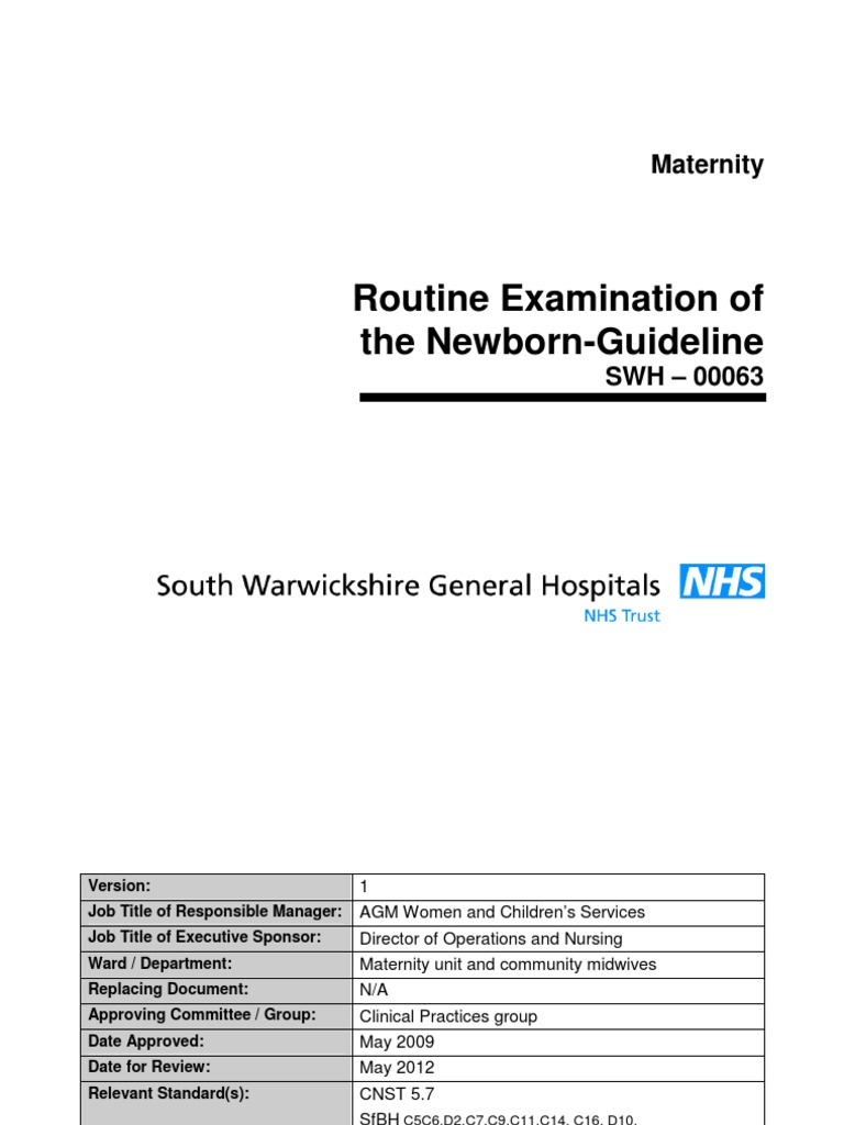 Routine Exam Newborn | PDF | Midwife | Childbirth