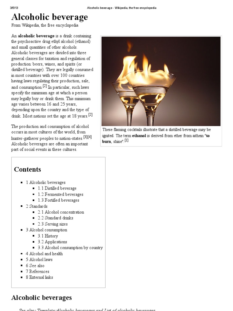 Alcoholic Beverage Wikipedia, The Free Encyclopedia PDF Alcoholic