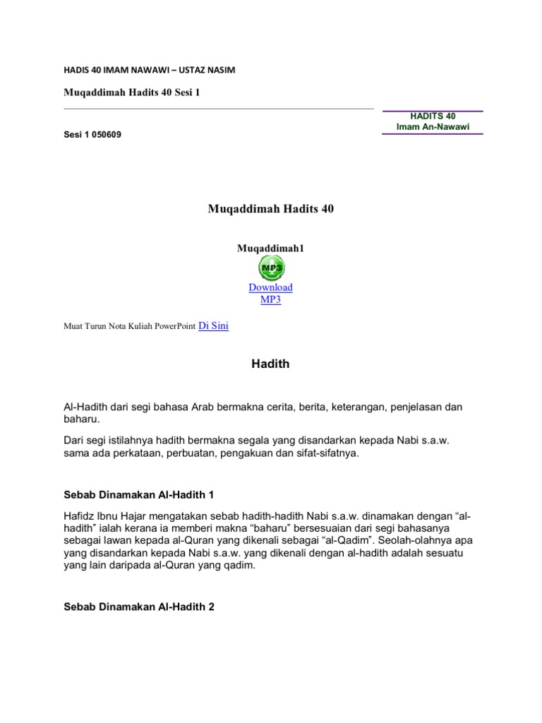 Hadis 40 Imam Nawawi Pdf