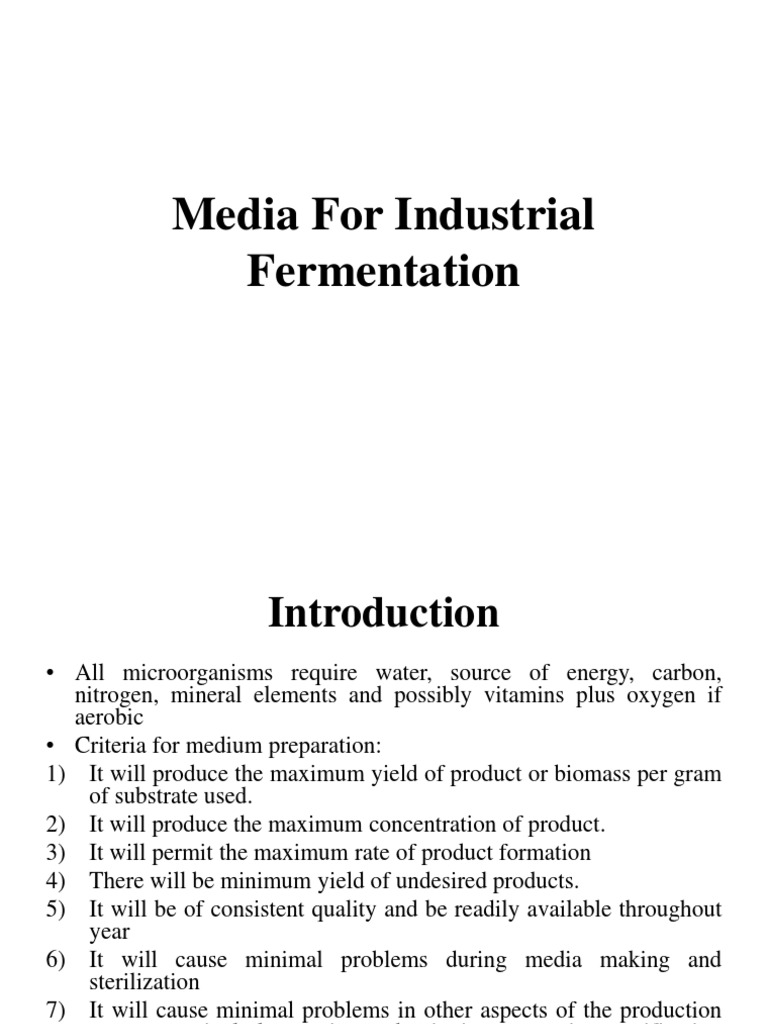 Industrial Fermentation Media Overview | PDF | Growth Medium | Ammonia