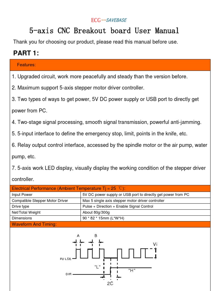 User Manual 5 Axis Breakout Board | Electrical Connector | Power Supply