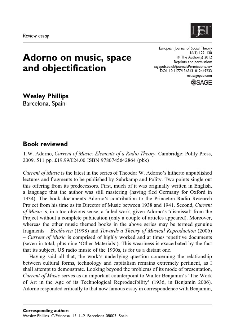 Adorno's Radio Theory and Music Critique | PDF | Theodor W. Adorno ...