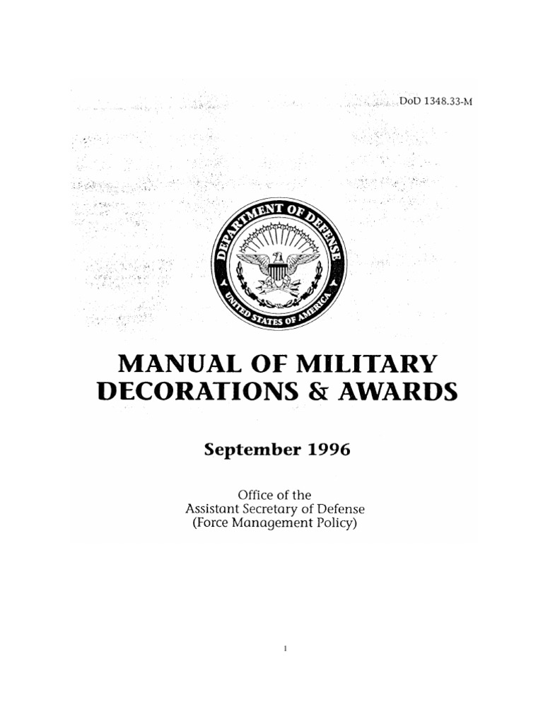 DoD 1348.33-M: Military Awards Manual | PDF | United States Department ...