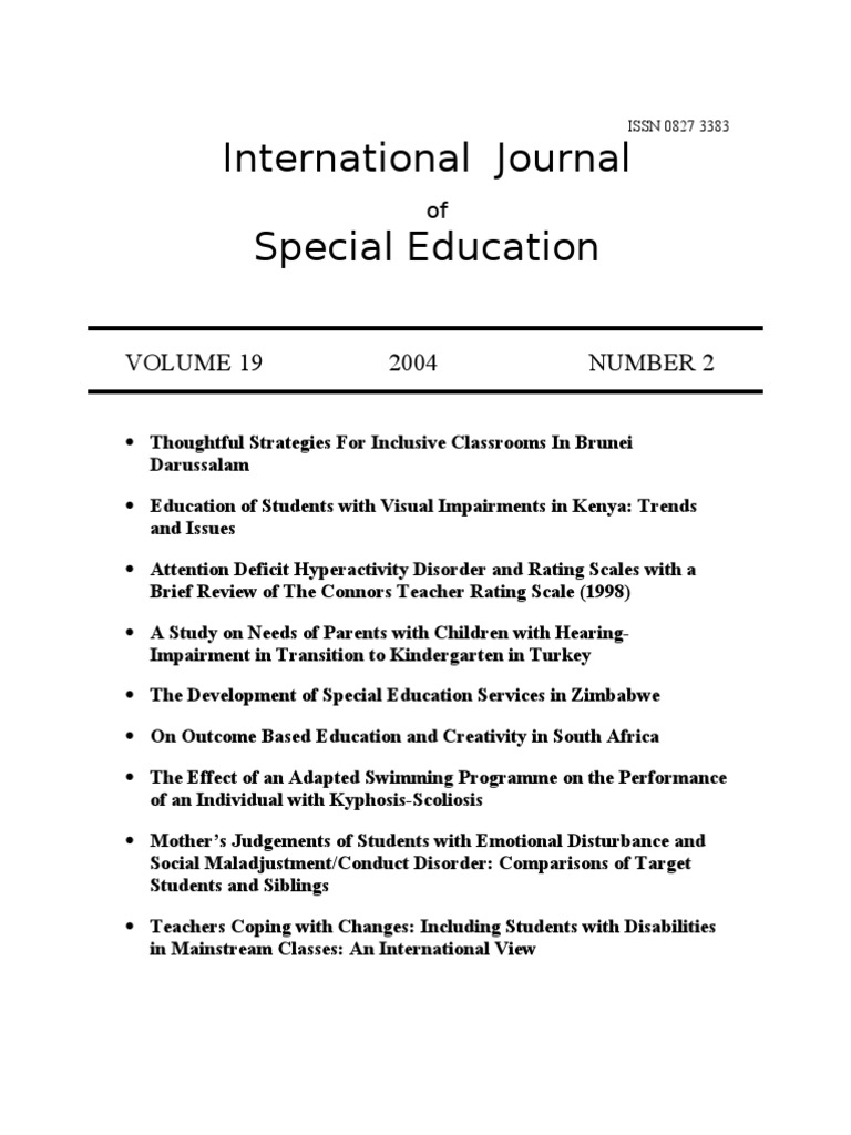 International Journal of Special Education Download Free PDF