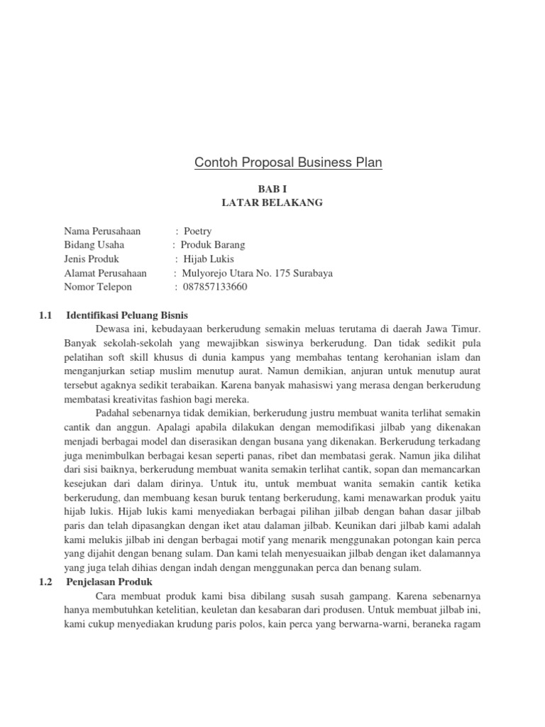 Contoh Proposal Business Plan