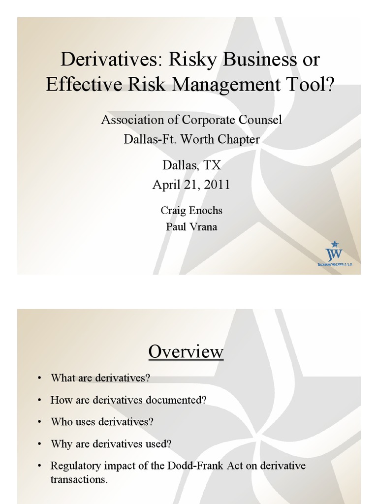 Derivatives: Risky Business or Effective Risk Management Tool? | PDF
