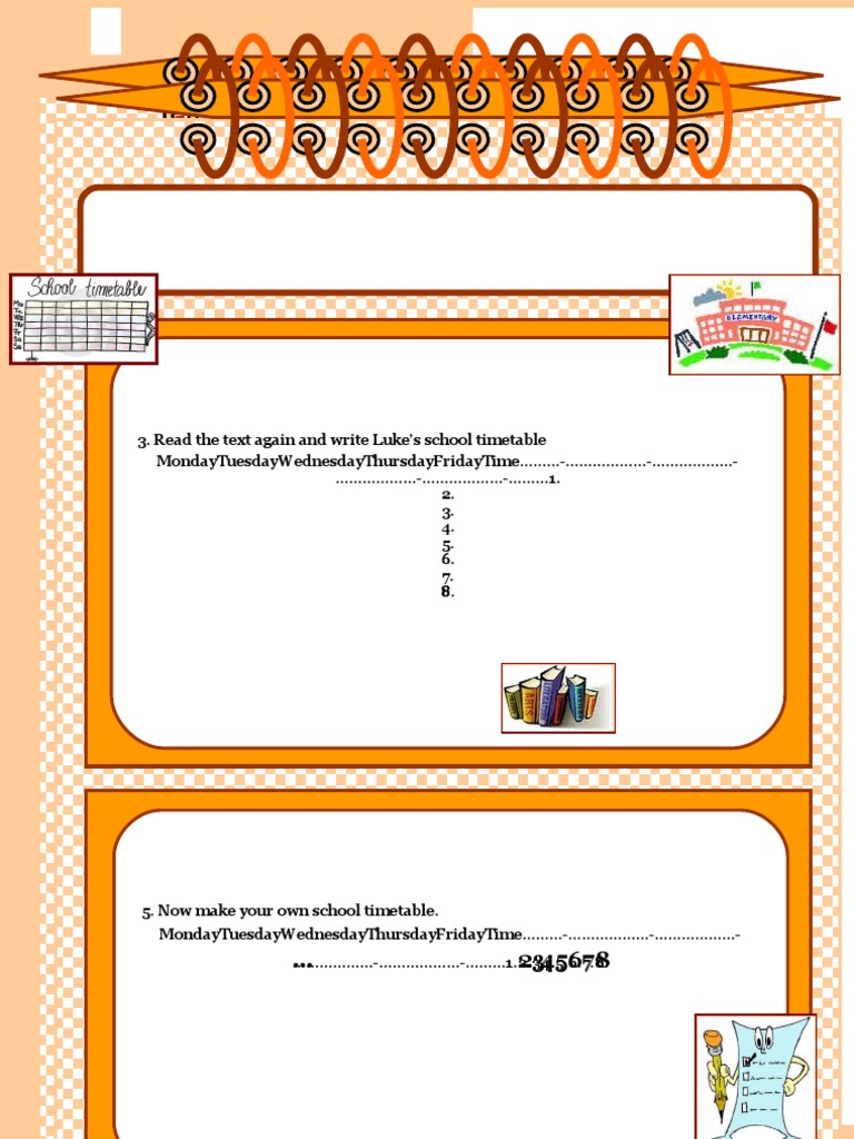 Islcollective S Read and Write About 6 School My Timetable ...