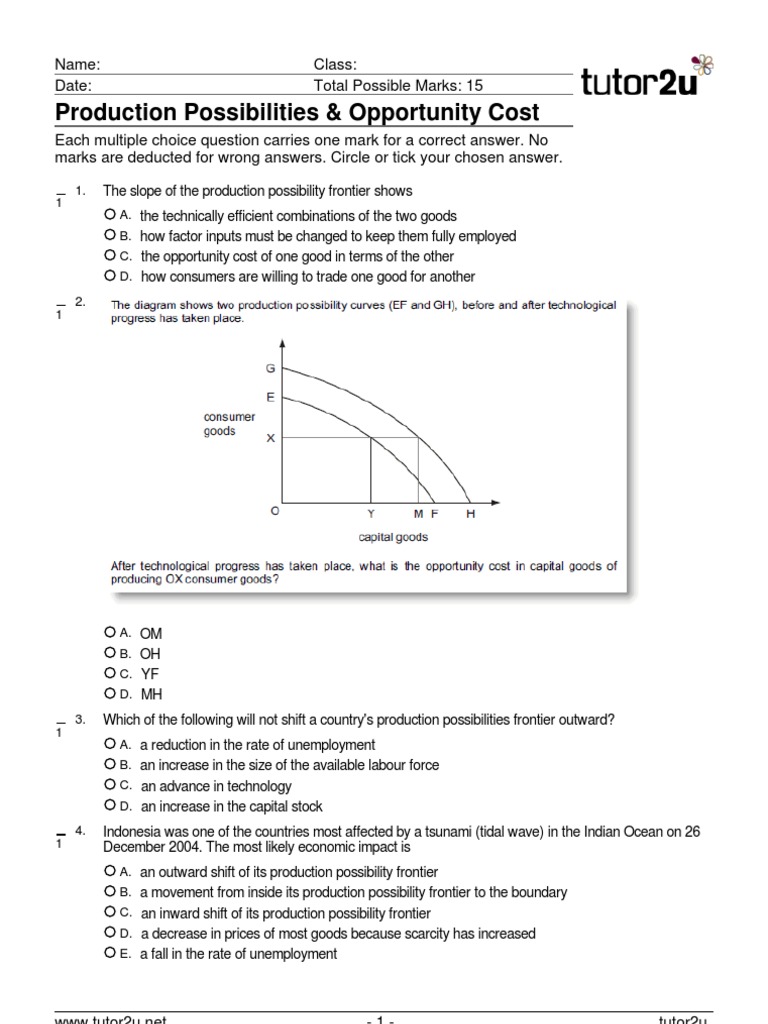 Production Possibilities  PDF  Economic Theories  Business Within Production Possibilities Curve Worksheet Answers