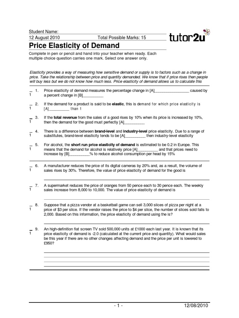Understanding Price Elasticity of Demand | PDF | Demand | Price ...