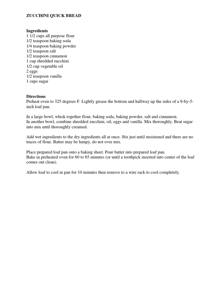 Zucchini Quick Bread | PDF