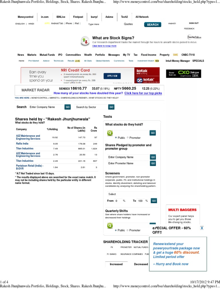 Rakesh Jhunjhunwala Portfolio, Holdings, Stock, Shares PDF Mutual Funds Stocks