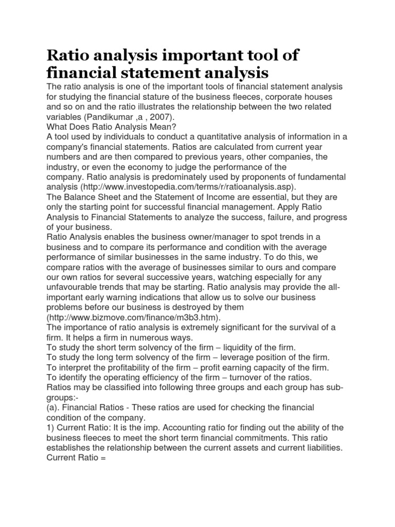 Financial Ratio Analysis Guide | PDF | Equity (Finance) | Revenue