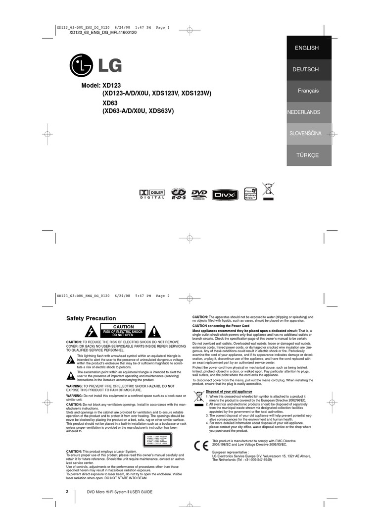 Lg Xd123 User Manual Compact Cassette Technology Engineering
