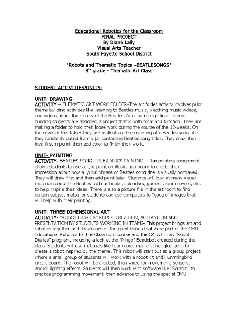 Final Project CMU Course | PDF | Creativity | Robot
