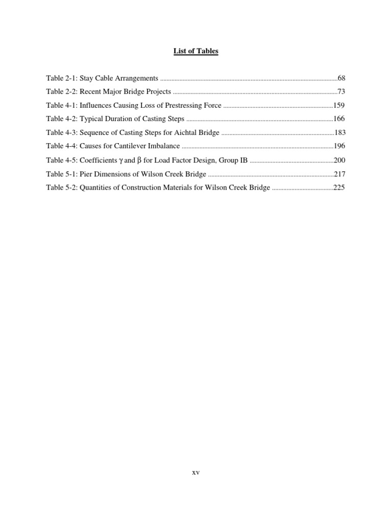 Bridge Construction and Design Tables | PDF