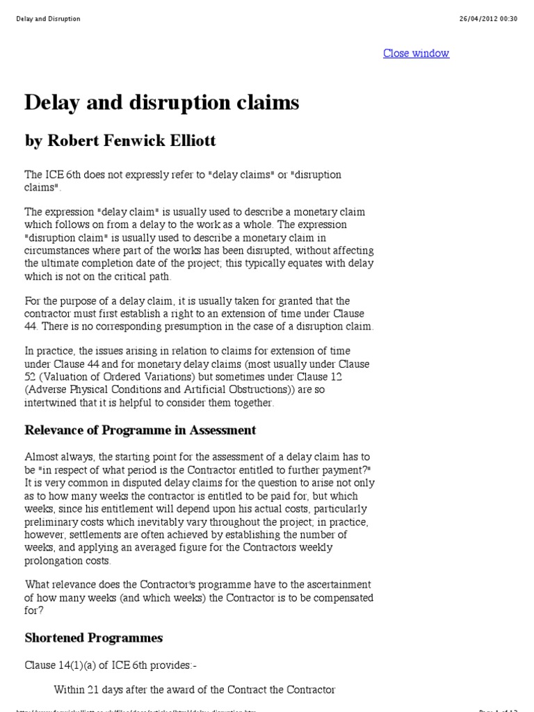 Delay and Disruption Claims Explained | PDF | Burden Of Proof (Law ...