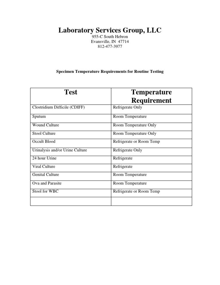 Specimen Temperature Guidelines for Testing | PDF