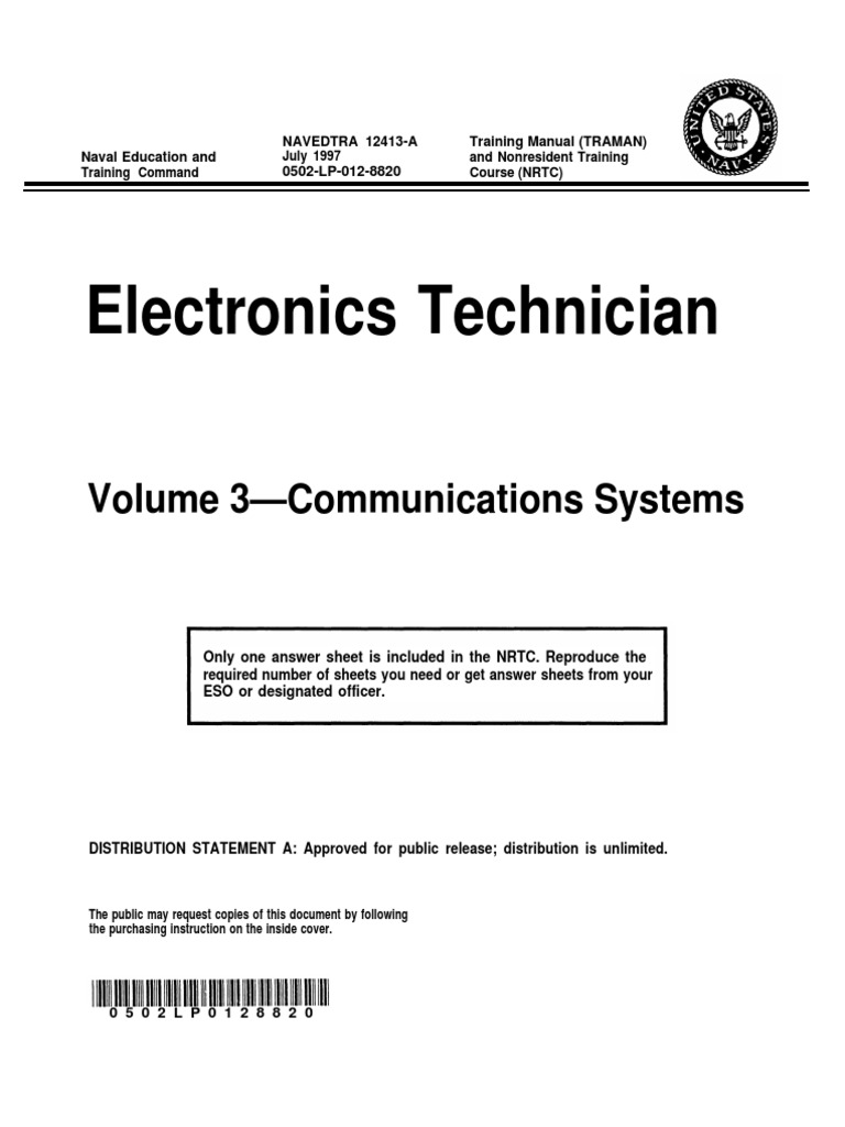 Navy Electronics Technician 3 Comm. Sys Frequency Modulation Radio Spectrum