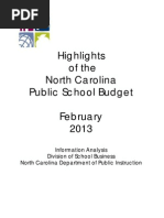 Highlights of The North Carolina Public School Budget 2013