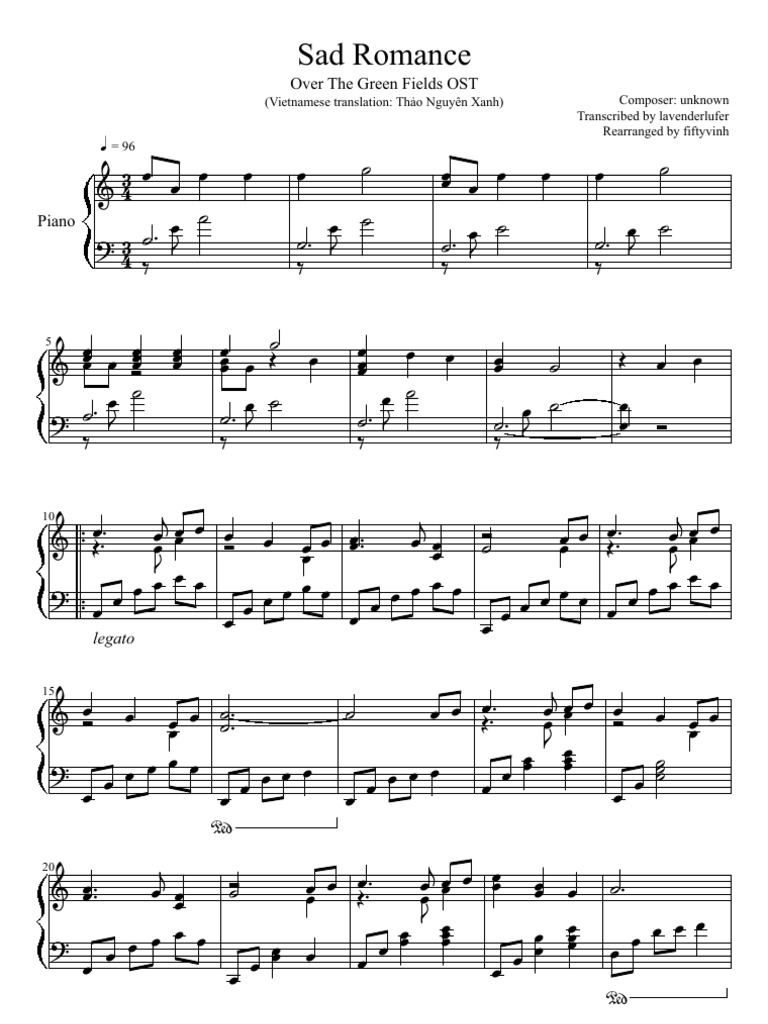 Sad Romance piano sheet music