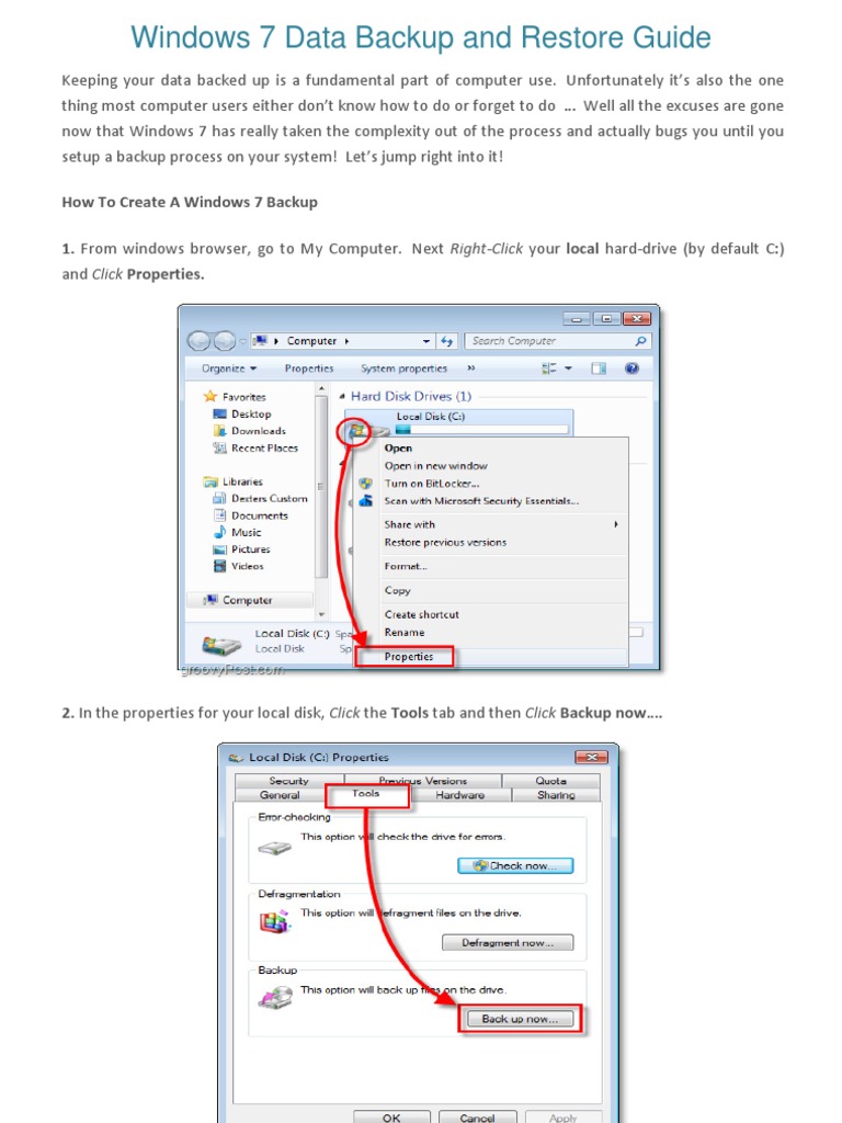 Windows 7 Backup and Restore Guide | PDF | Backup | Booting
