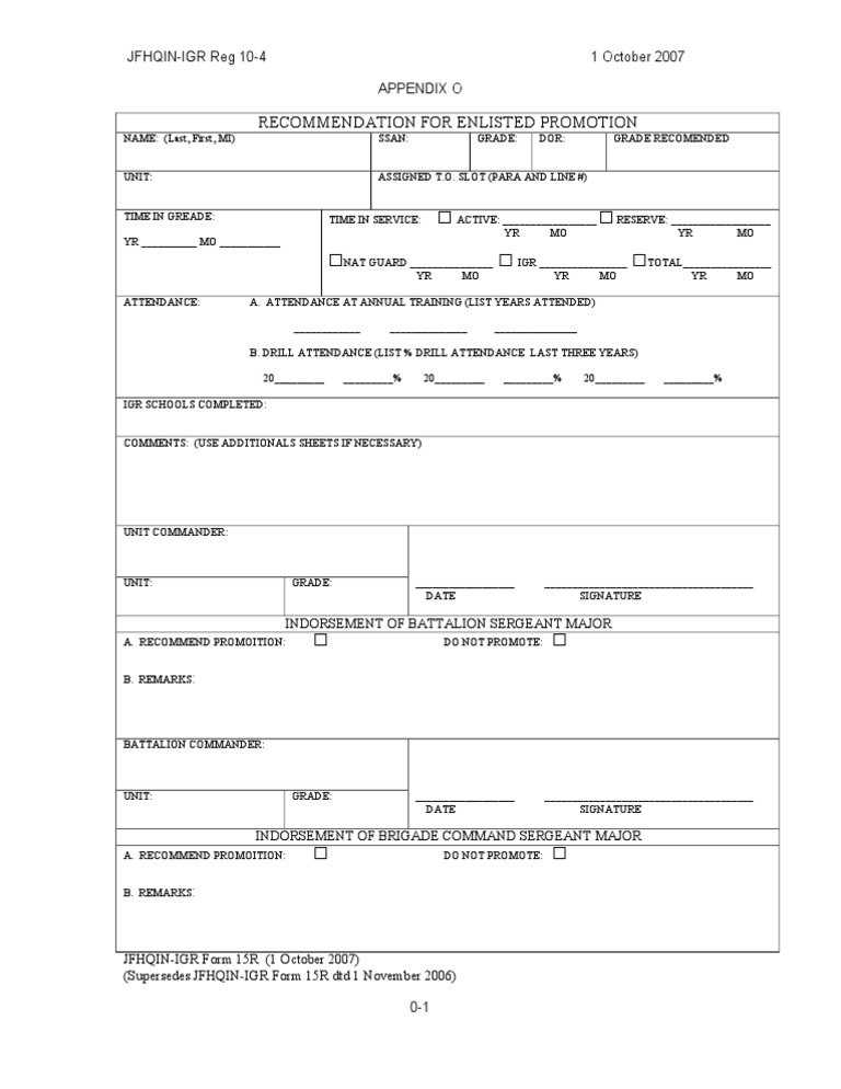 App o - Recommendation For Enlisted Promotion | PDF | Ranks | Military ...