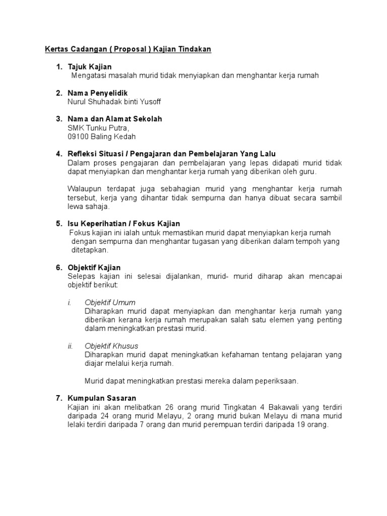 Proposal Kajian Tindakan Pdf