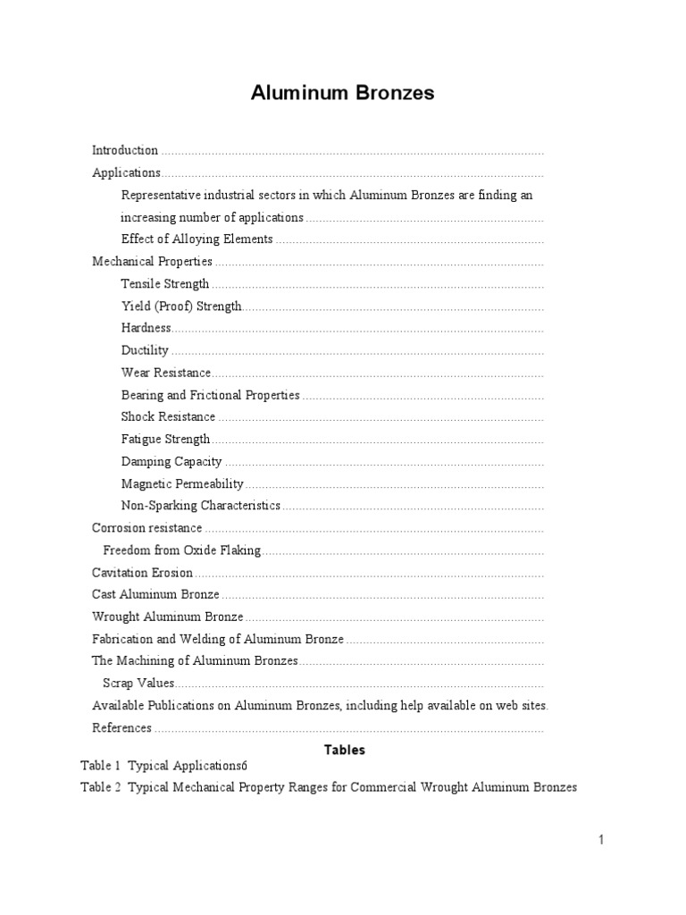 Aluminum Bronze PDF Bronze Casting (Metalworking)