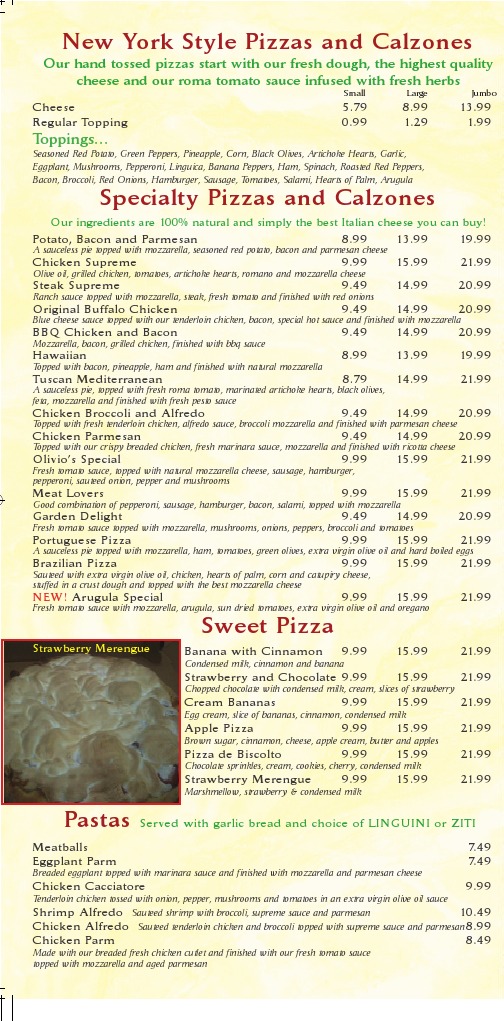 Olivio's Grille and Pizzeria Menu PDF Salad Pizza