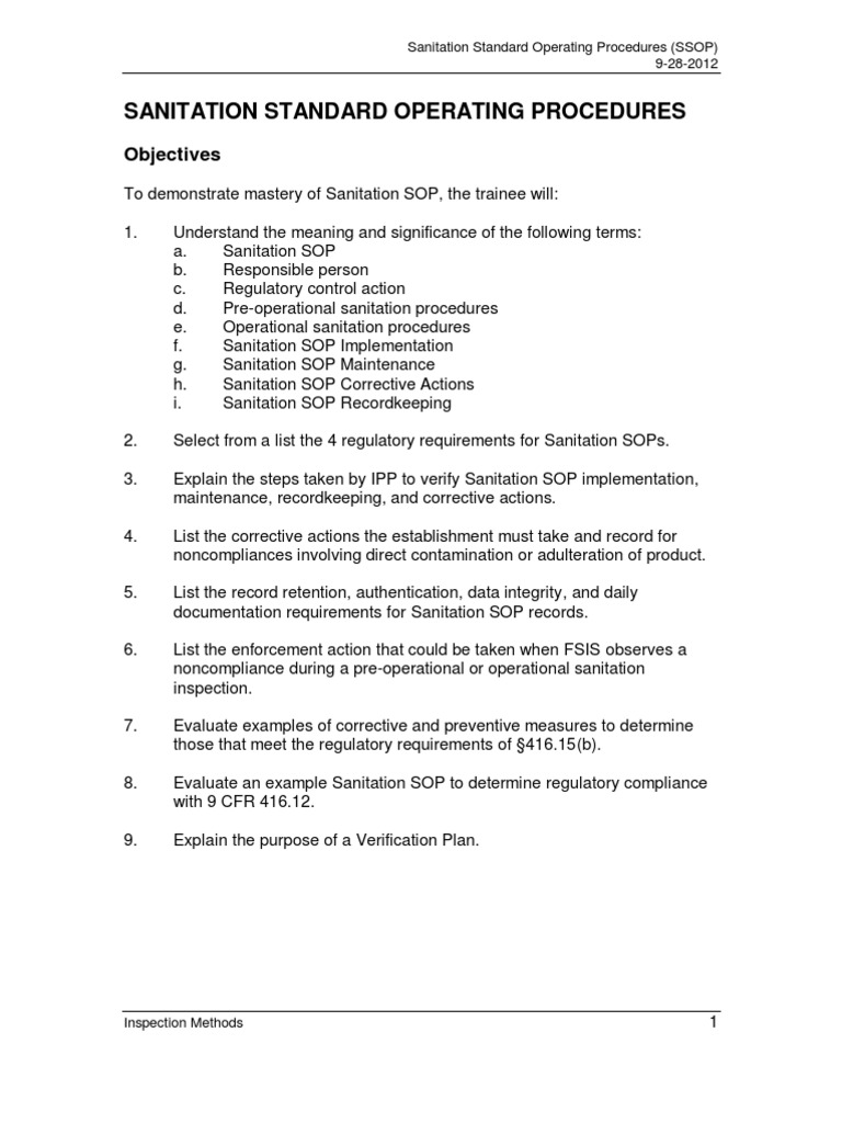 FSIS Directive 5000.4 Overview | PDF | Sanitation | Verification And ...