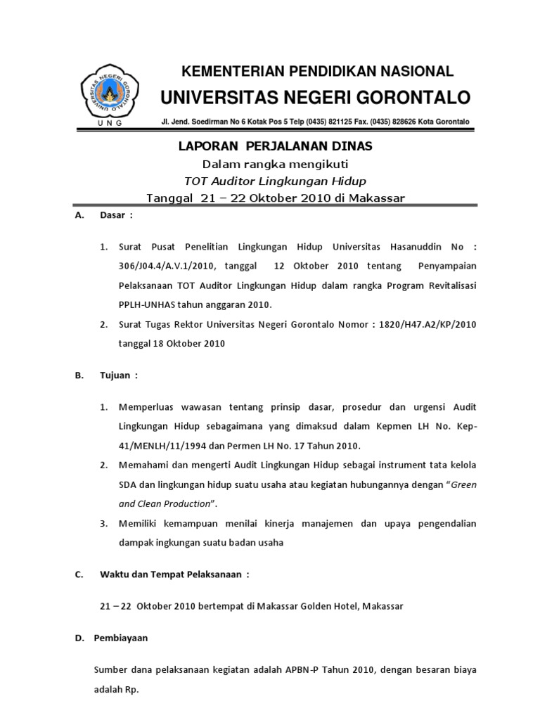 Laporan Perjalanan Dinas