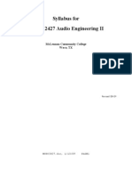 Syllabus For Musc 2427 Audio Engineering Ii: Mclennan Community College Waco, TX