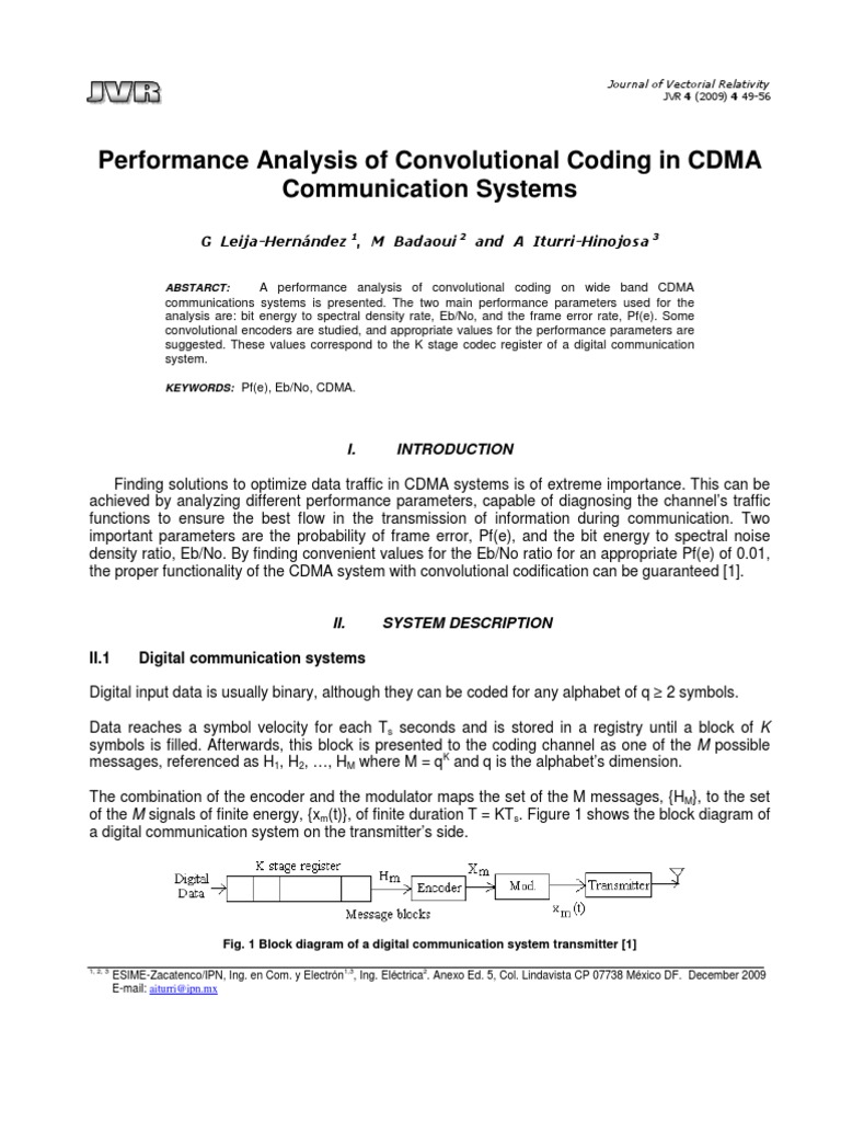 Performance Analysis of Convolutional Coding in CDMA Communication ...
