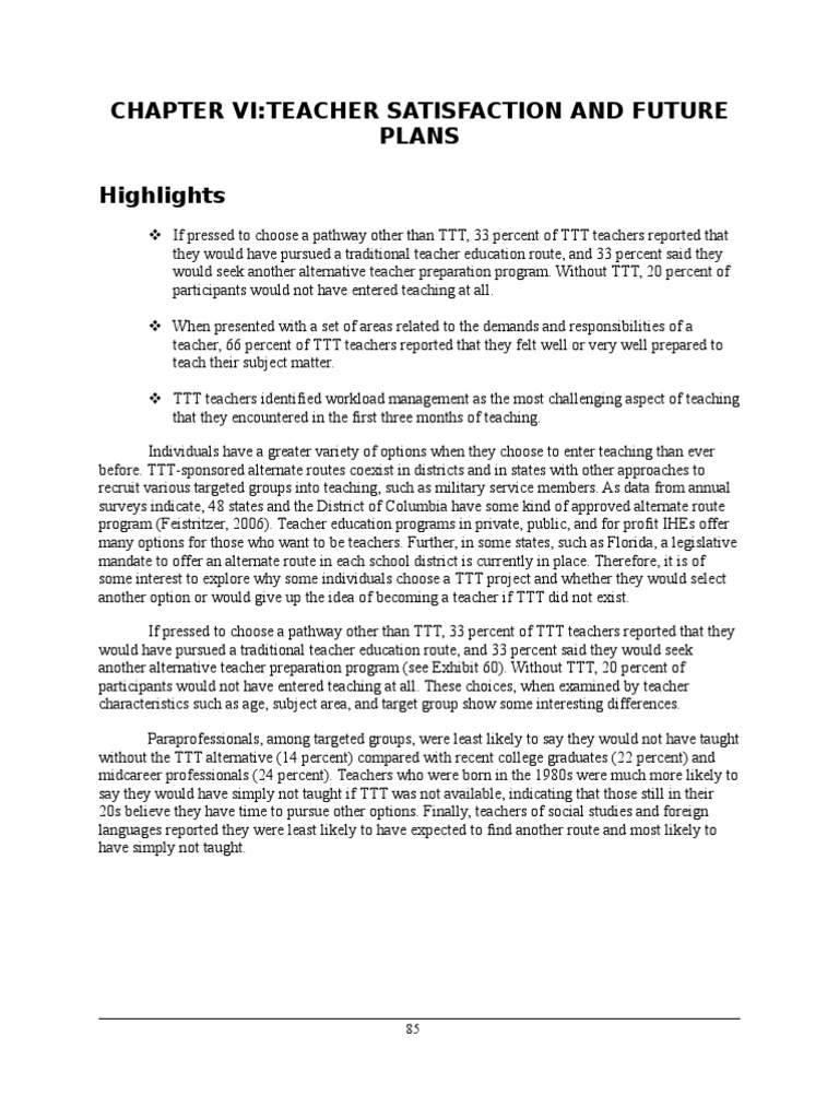 Teacher Satisfaction and Pathways Analysis | PDF