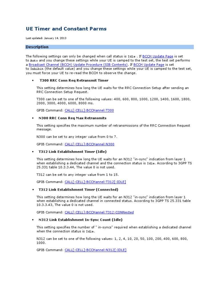 Ue Timer And Constant Parms Pdf Information And Communications