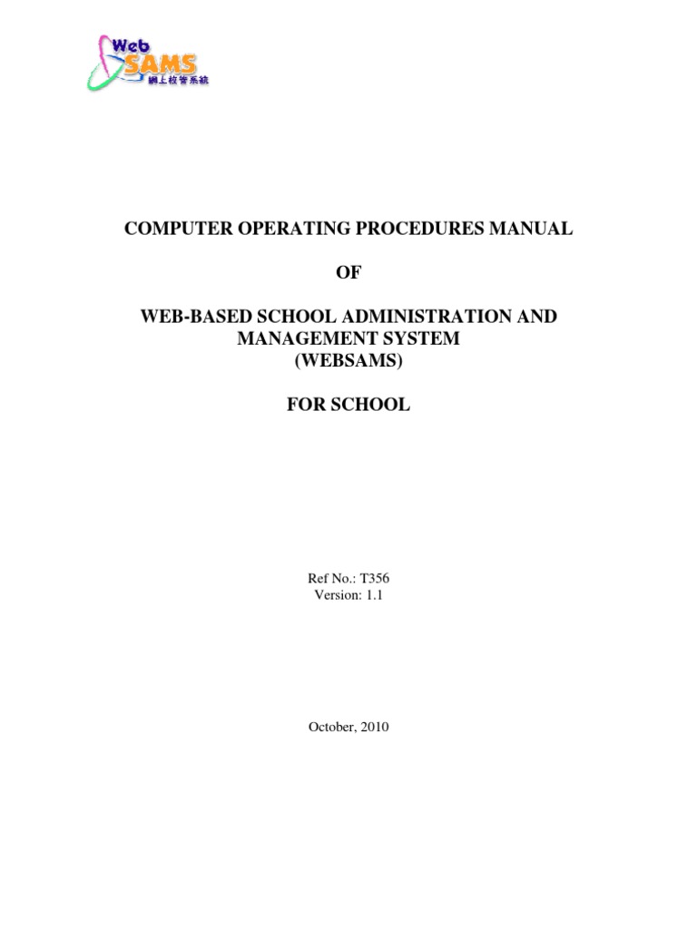 WEBSAMS Operating Procedures Manual | PDF | Backup | Databases