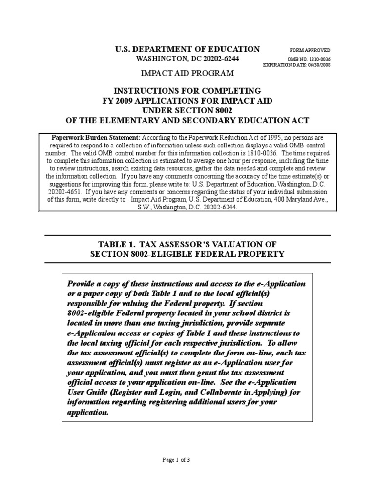 Impact Aid Program Application Instructions | PDF | Federal Government ...